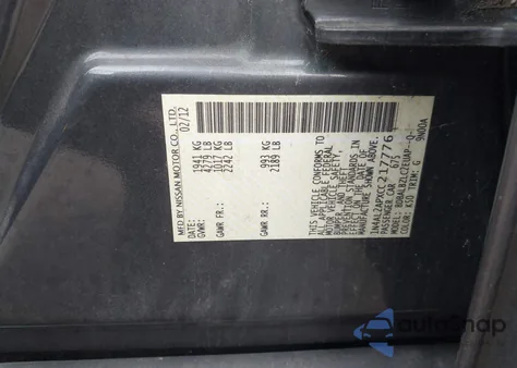 2012 Nissan Altima 2.5 S from USA, damaged, VIN 1N4AL2APXCC217776